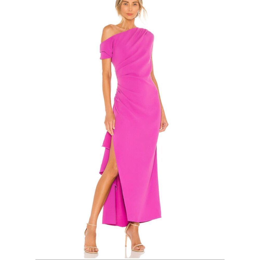 Elliat X Revolve Gwenyth orchid pink asymmetrical draped midi dress size M